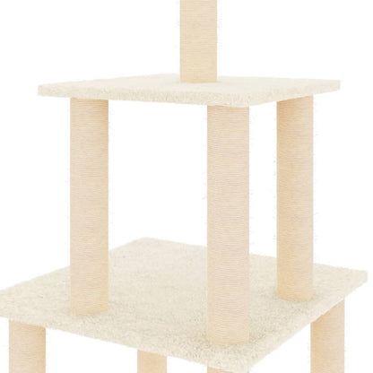 Arbre à chat avec griffoir en sisal crème 111 cm