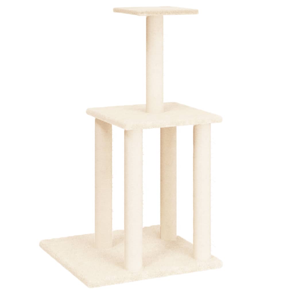 Arbre à chat avec griffoir en sisal crème 85,5 cm