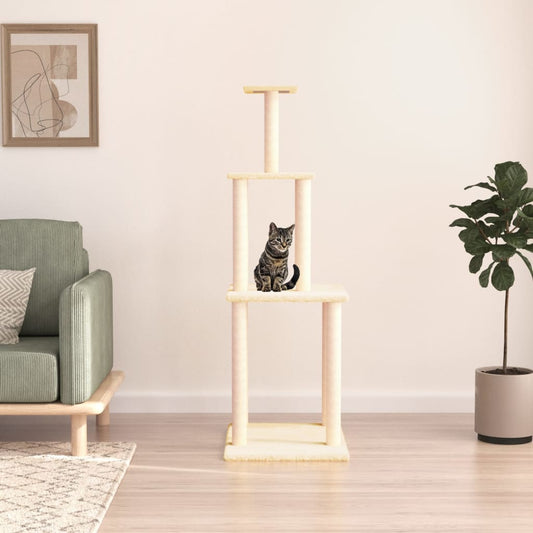 Arbre à chat avec griffoir en sisal crème 149 cm