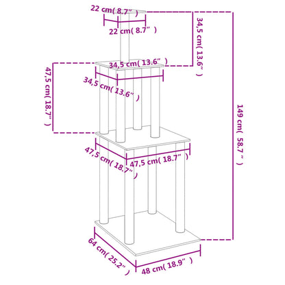 Arbre à chat avec griffoir en sisal gris foncé 149 cm