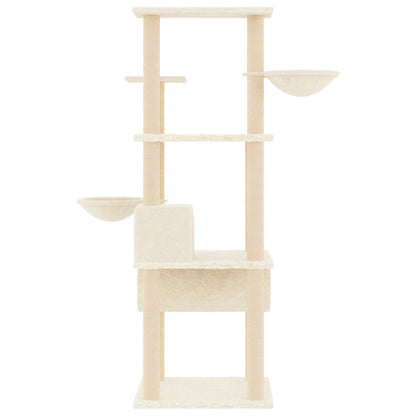 Arbre à chat avec griffoir en sisal crème 141 cm