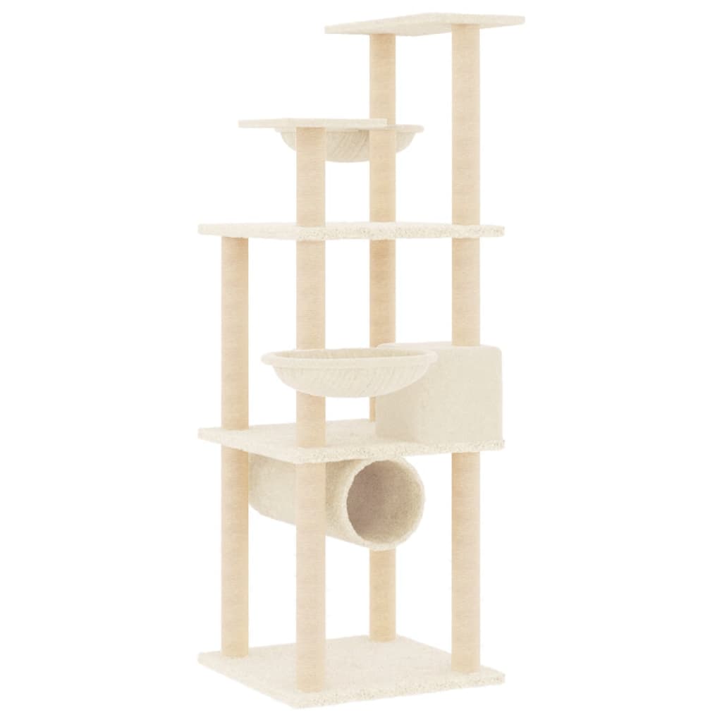 Arbre à chat avec griffoir en sisal crème 141 cm