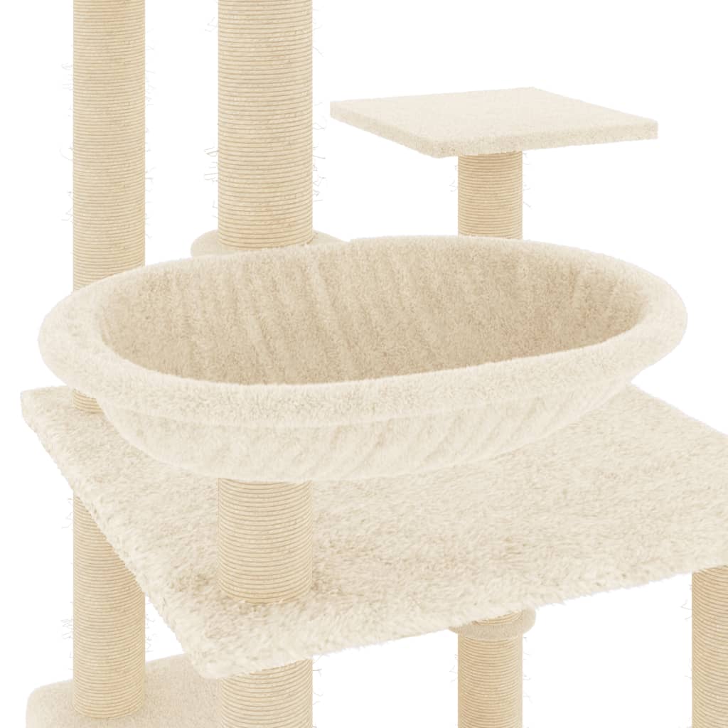 Arbre à chat avec griffoir en sisal crème 141 cm