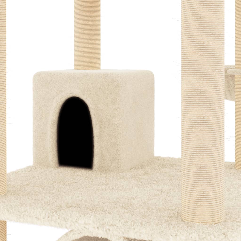 Arbre à chat avec griffoir en sisal crème 141 cm