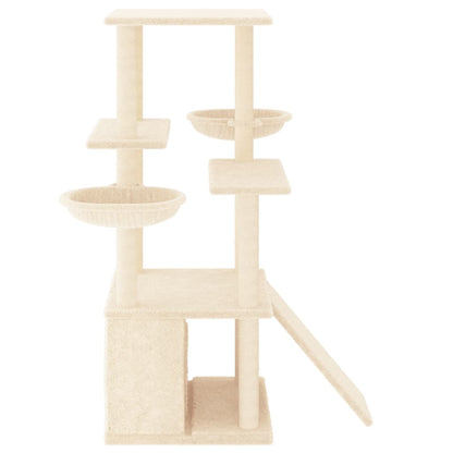 Arbre à chat avec griffoir en sisal crème 133 cm