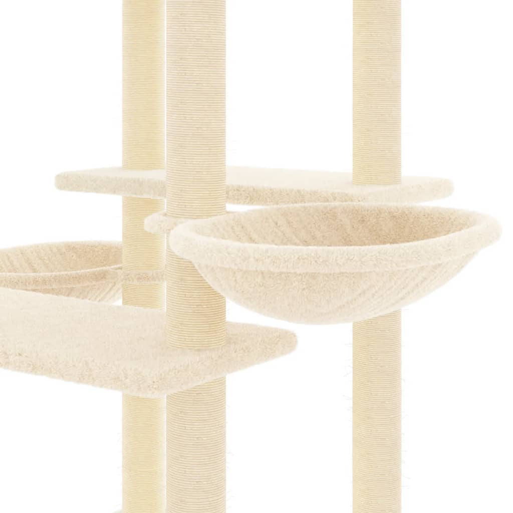 Arbre à chat avec griffoir en sisal crème 133 cm