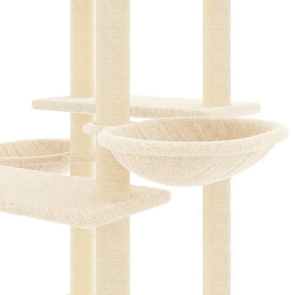 Arbre à chat avec griffoir en sisal crème 133 cm