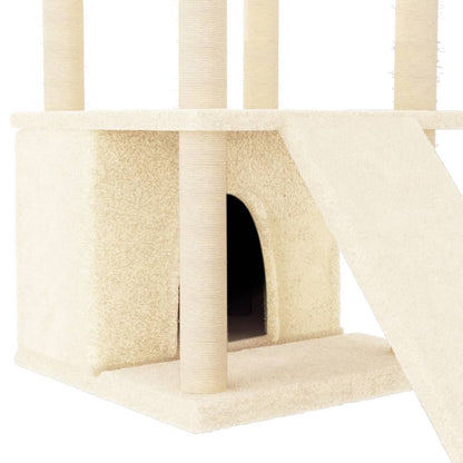 Arbre à chat avec griffoir en sisal crème 133 cm