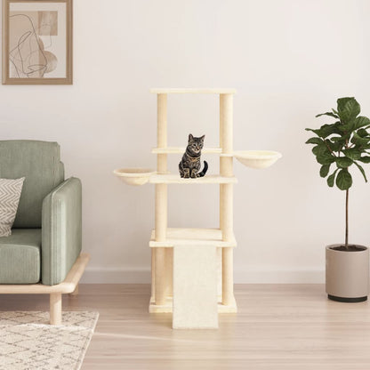 Arbre à chat avec griffoir en sisal crème 133 cm