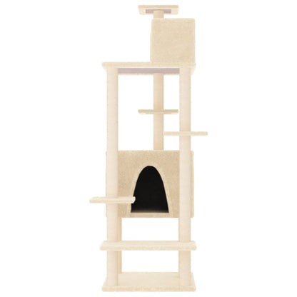 Arbre à chat avec griffoir en sisal crème 154 cm