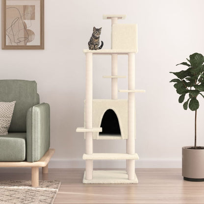 Arbre à chat avec griffoir en sisal crème 154 cm