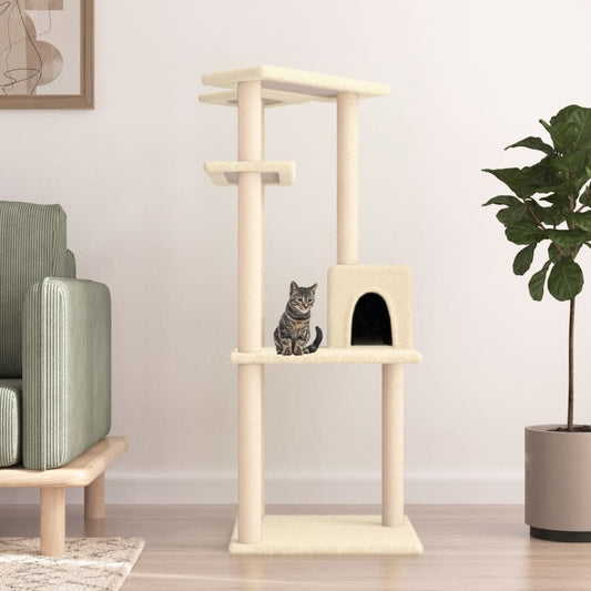 Arbre à chat avec griffoir en sisal crème 123 cm