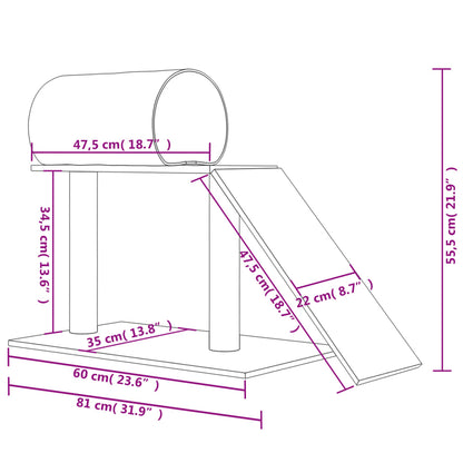 Griffoir avec tunnel et rampe crème 55,5 cm