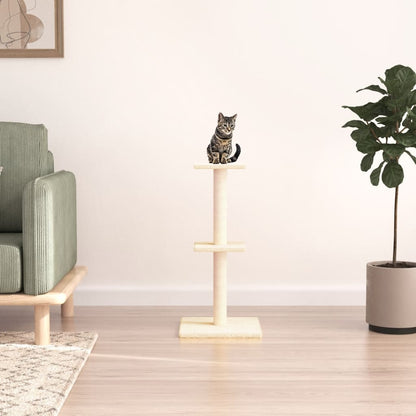 Arbre à chat avec griffoir en sisal crème 73 cm