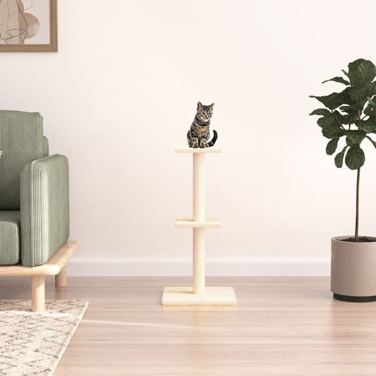 Arbre à chat avec griffoir en sisal crème 73 cm