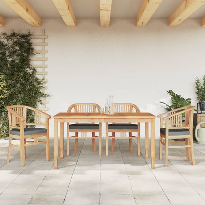 5 pièces. Groupe de repas de jardin en bois de teck massif