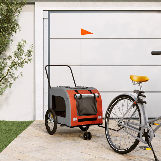 Fahrradanhänger Hunde Orange und Grau Oxford-Gewebe und Eisen (63 x 121 x 65)