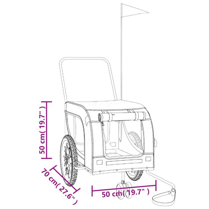 Fahrradanhänger Hunde Schwarz Oxford-Gewebe und Eisen (125 x 63 x 66)