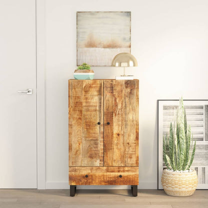 Highboard mit Schublade 60x33x100 cm Massivholz Mango & Eisen