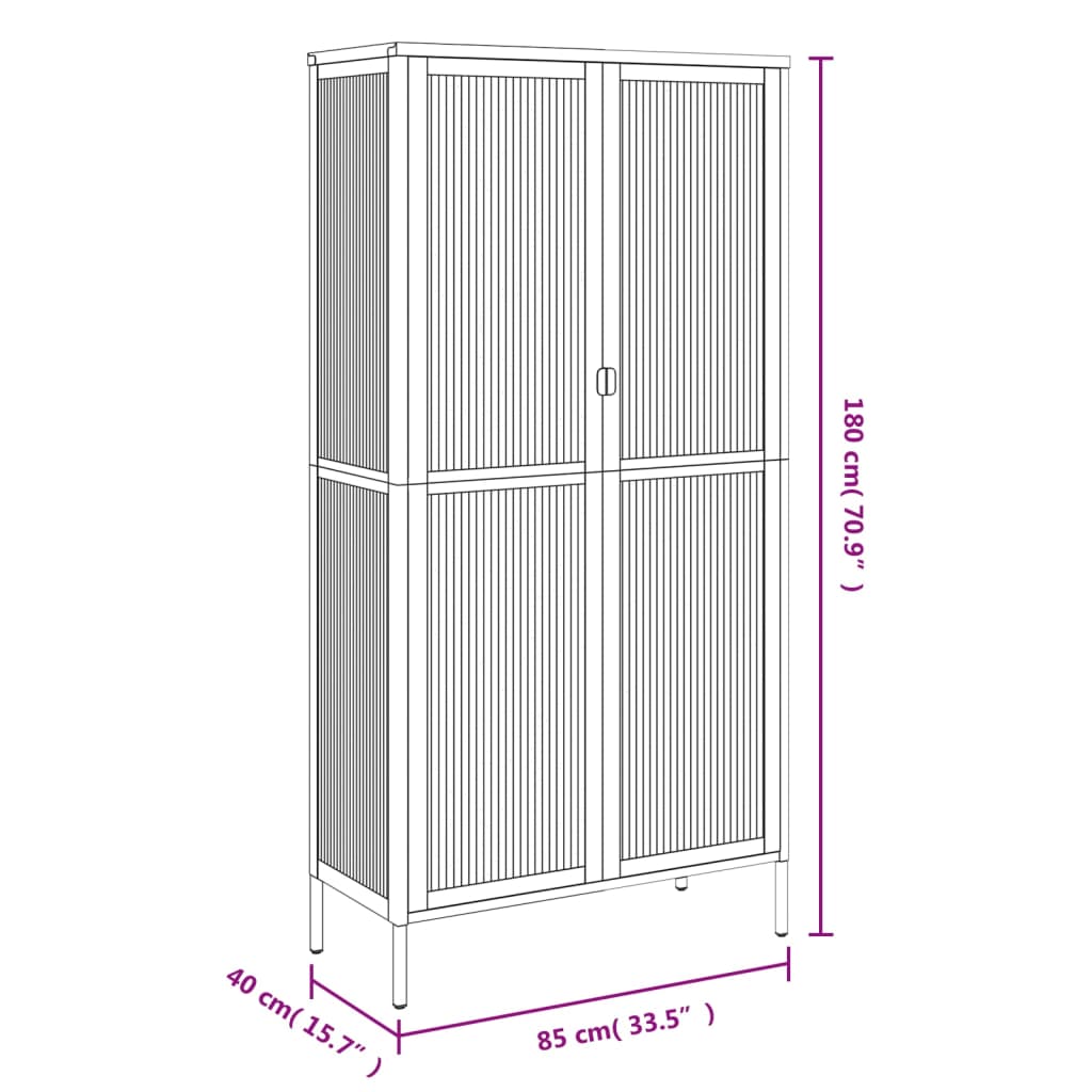 Alacena negra 85x40x180 cm cristal y acero