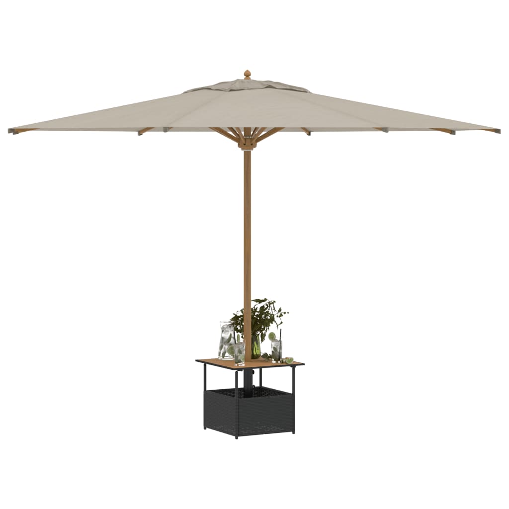 Garten-Couchtisch mit Schirmloch Schwarz 55x55x46,5 cm Poly Rattan