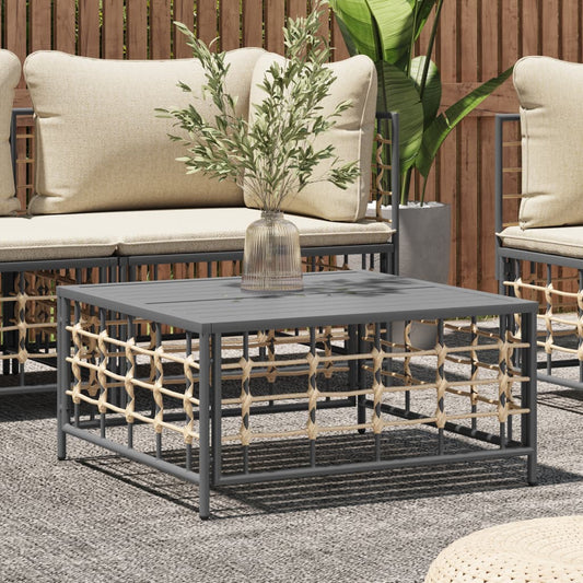 Table de jardin anthracite 70x70x34 cm poly rotin