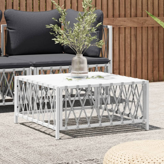 Table de jardin tissu blanc 70x70x34 cm