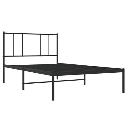 Bettgestell mit Kopfteil Metall Schwarz 100x190 cm