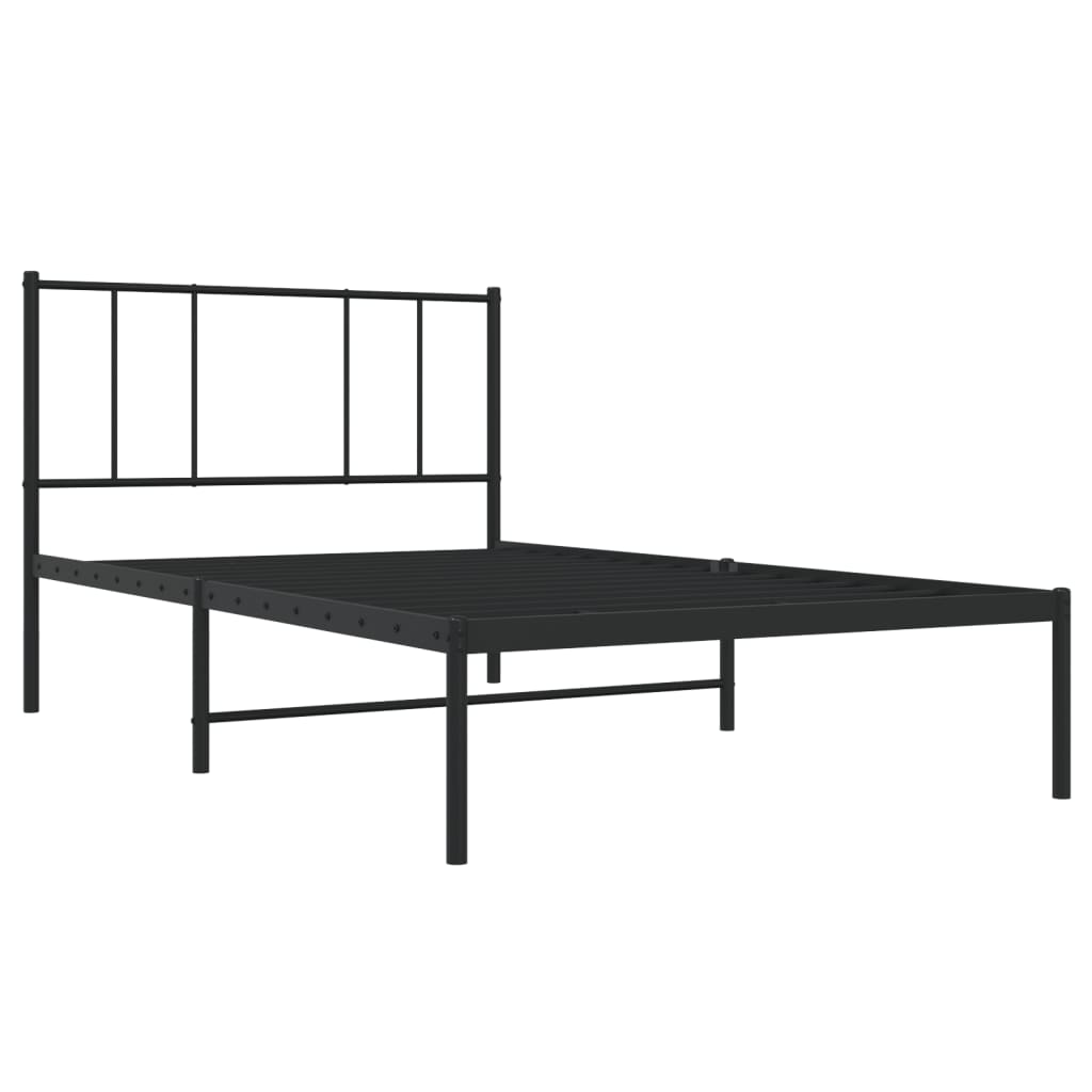 Bettgestell mit Kopfteil Metall Schwarz 100x200 cm