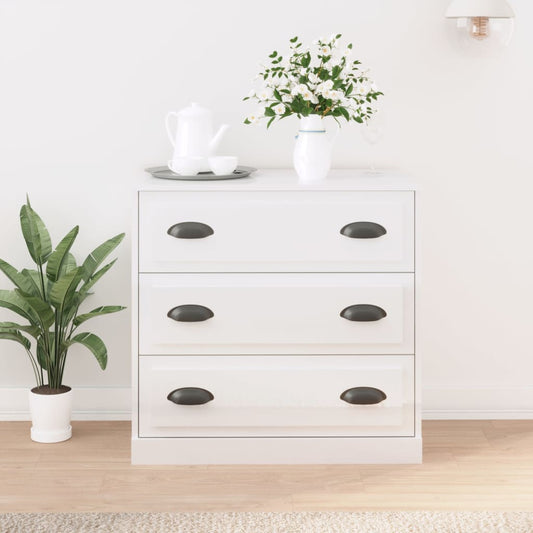 Buffet blanc brillant 70x35,5x67,5 cm en bois