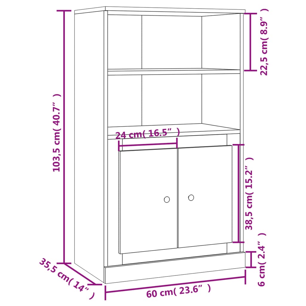 Alacena hormigón gris 60x35,5x103,5 cm material madera