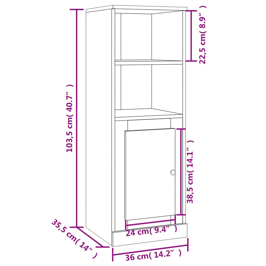 Highboard Hochglanz-Weiß 36x35,5x103,5 cm Holzwerkstoff