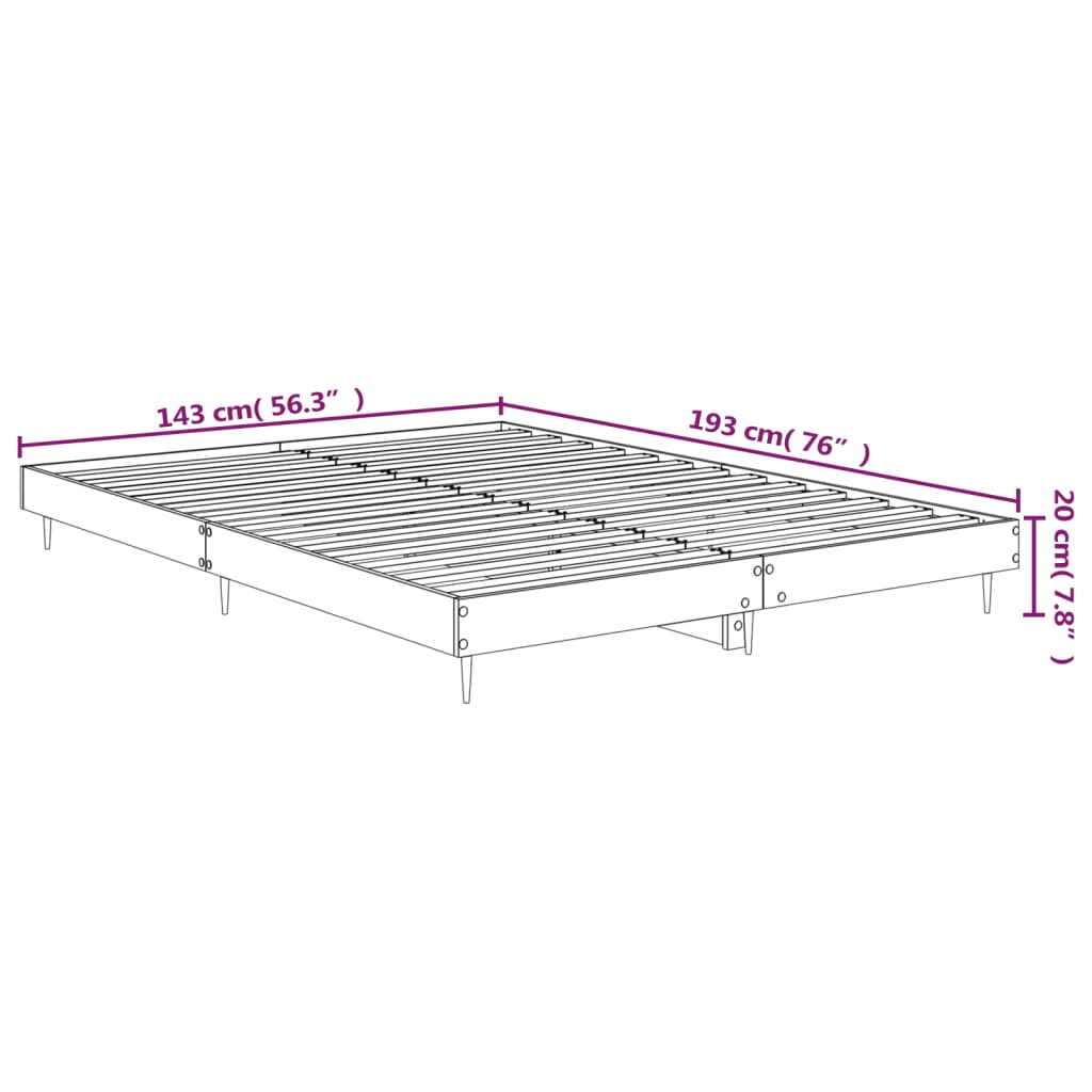 Bettgestell Betongrau 140x190 cm Holzwerkstoff