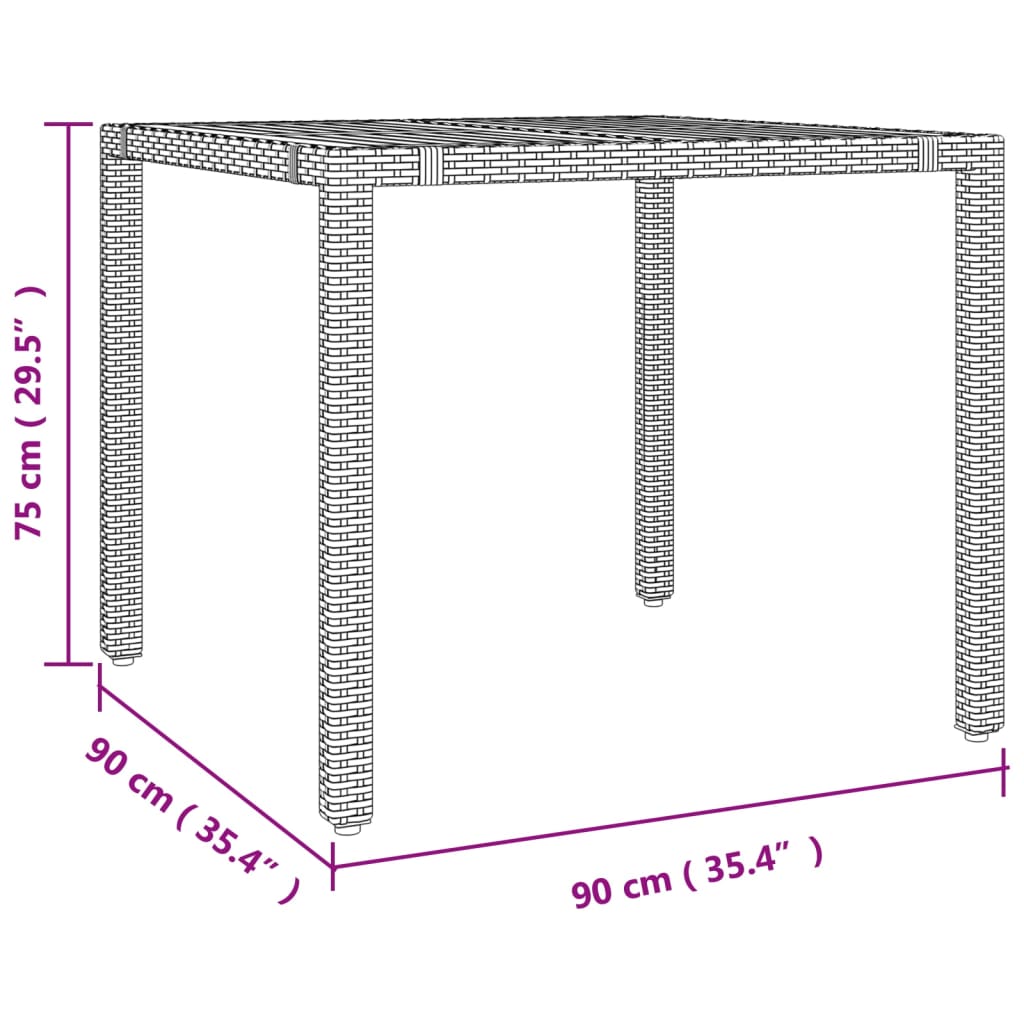 3-tlg. Garten-Essgruppe Schwarz Poly Rattan & Massivholz Akazie