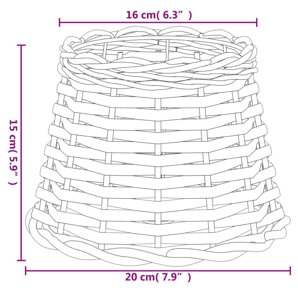 Lampenschirm Weiß Ø20x15 cm Korbweide