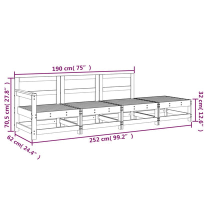 4-tlg. Garten-Lounge-Set Honigbraun Massivholz Kiefer