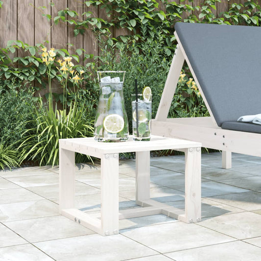 Table d'appoint de jardin blanche 40x38x28,5 cm en bois de pin massif