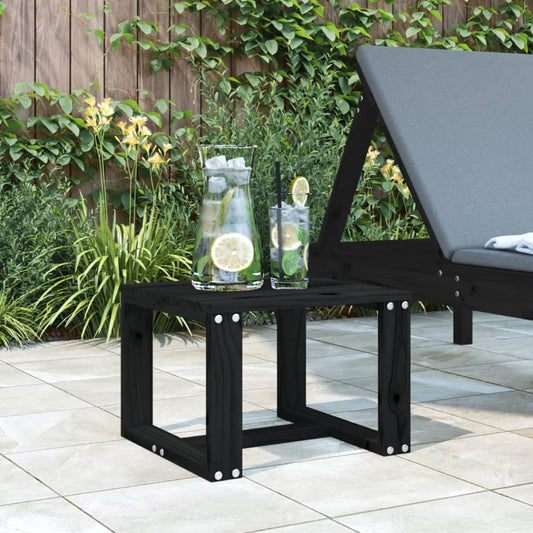 Table d'appoint de jardin noire 40x38x28,5 cm en bois de pin massif