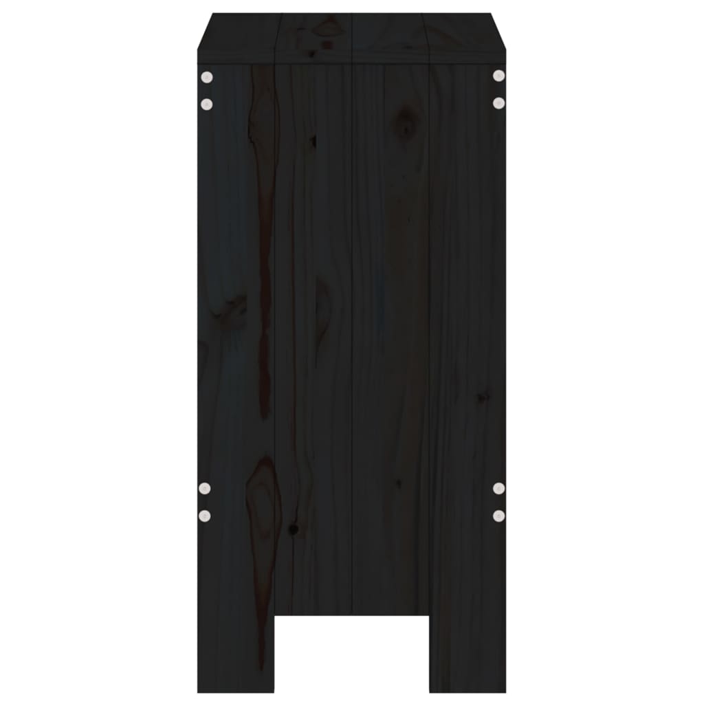 Taburetes de bar 2 uds. Madera maciza de pino negro 40x36x75 cm.