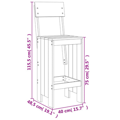 Barhocker 2 Stk. Weiß 40x48,5x115,5 cm Massivholz Kiefer