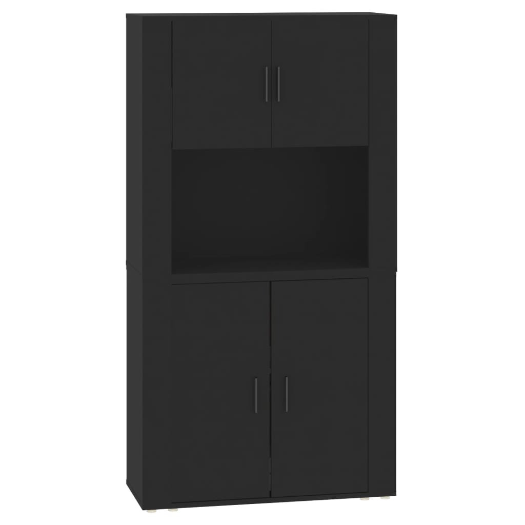 Highboard Schwarz Holzwerkstoff