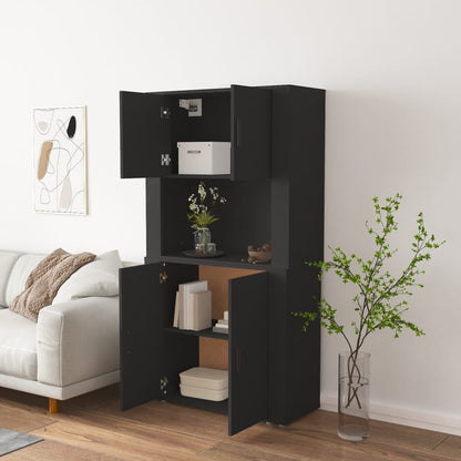 Highboard Schwarz Holzwerkstoff