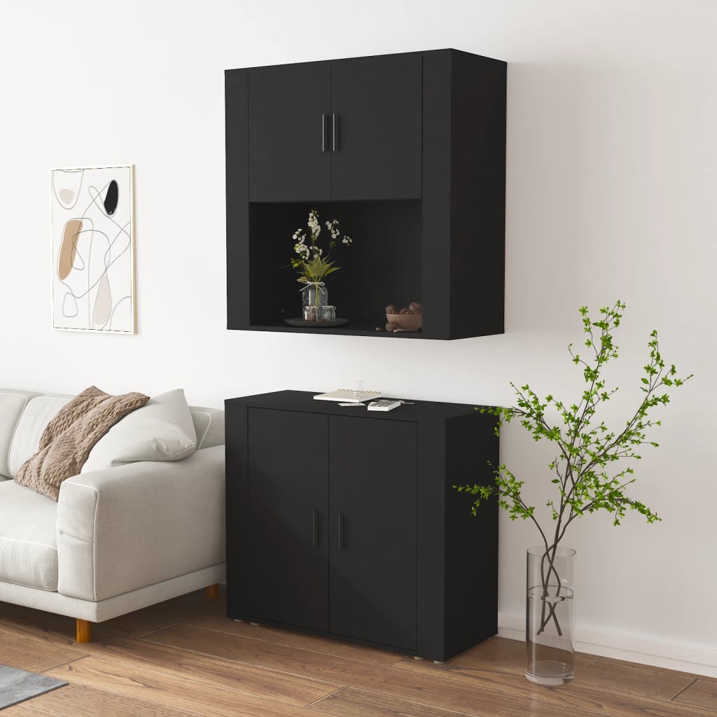 Highboard Schwarz Holzwerkstoff