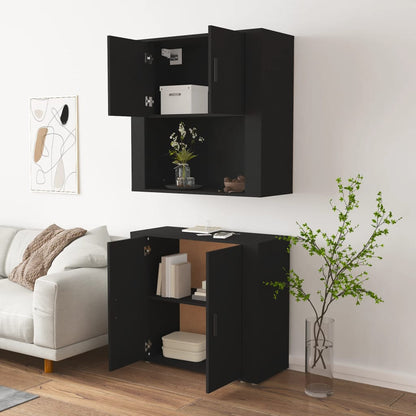 Highboard Schwarz Holzwerkstoff