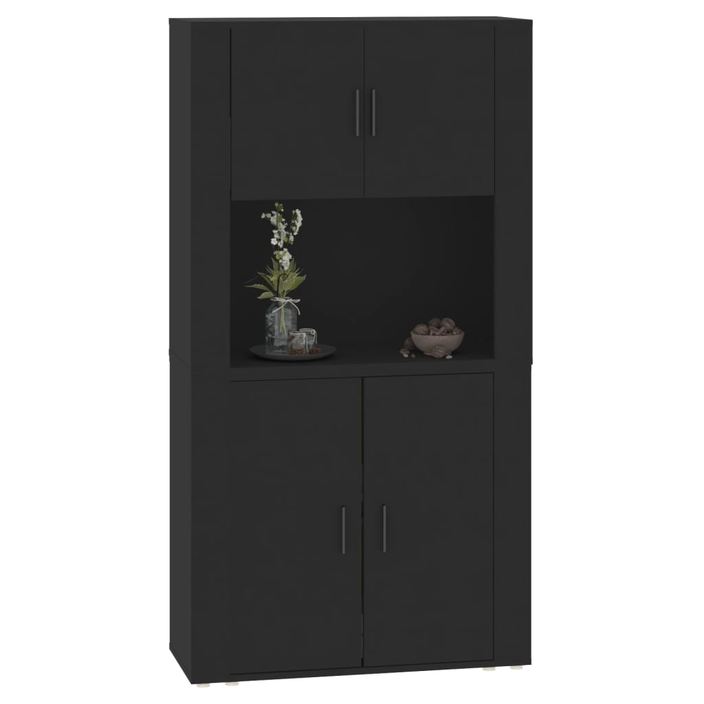 Highboard Schwarz Holzwerkstoff