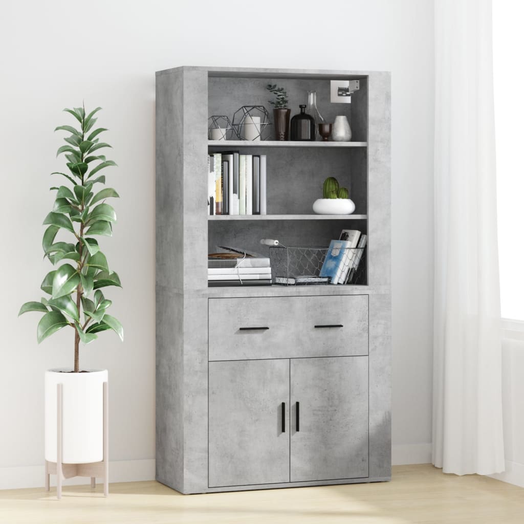 Buffet haut en bois gris béton