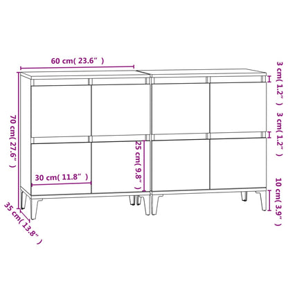 Buffets 2 pcs. Béton gris 60x35x70 cm matériau bois