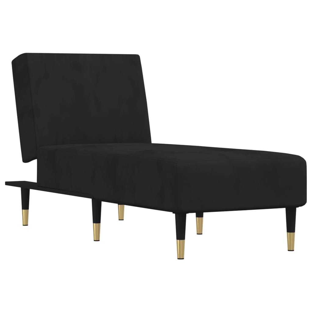 Chaiselongue Schwarz Samt