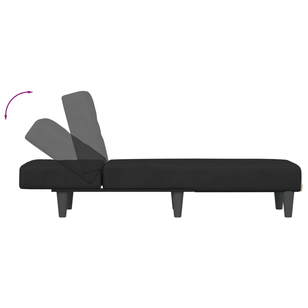 Chaiselongue Schwarz Samt