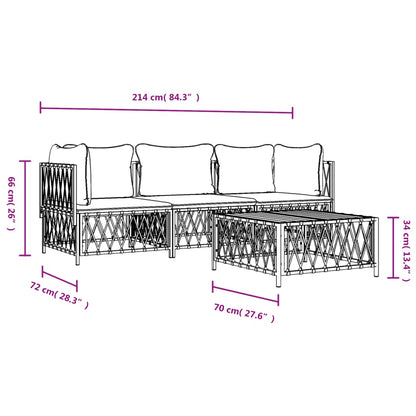 4-tlg. Garten-Lounge-Set mit Kissen Anthrazit Stahl